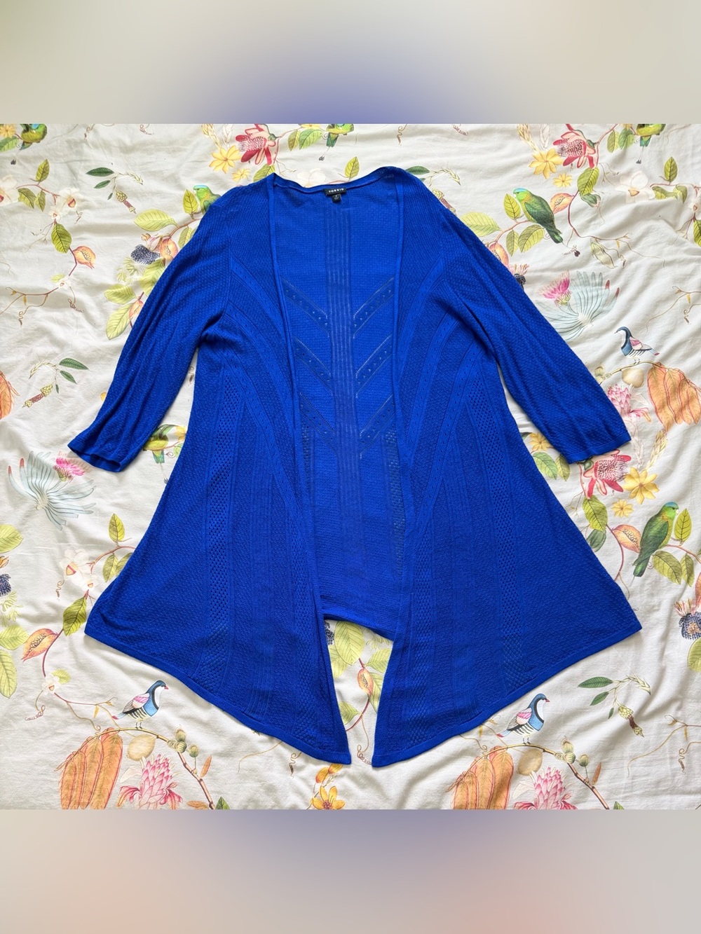 Torrid Size 2 Cobalt Blue Pointelle Knit Open Cardigan Duster
